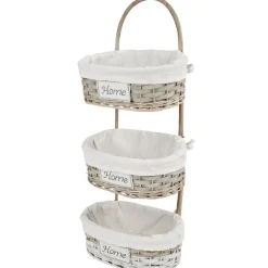 Panier mural 3 niveaux bois tressé naturel