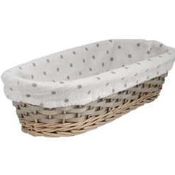 Panier ovale osier tressé gris naturel H. 9 cm