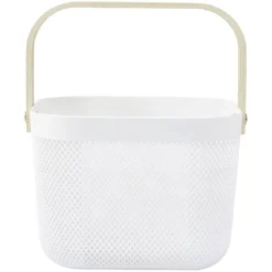 Panier plastique avec anse blanc et naturel - L24 x l24 x H18 cm