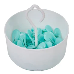 Panier rond blanc avec pince à linge x24