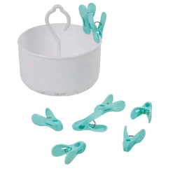 Panier rond blanc avec pince à linge x24