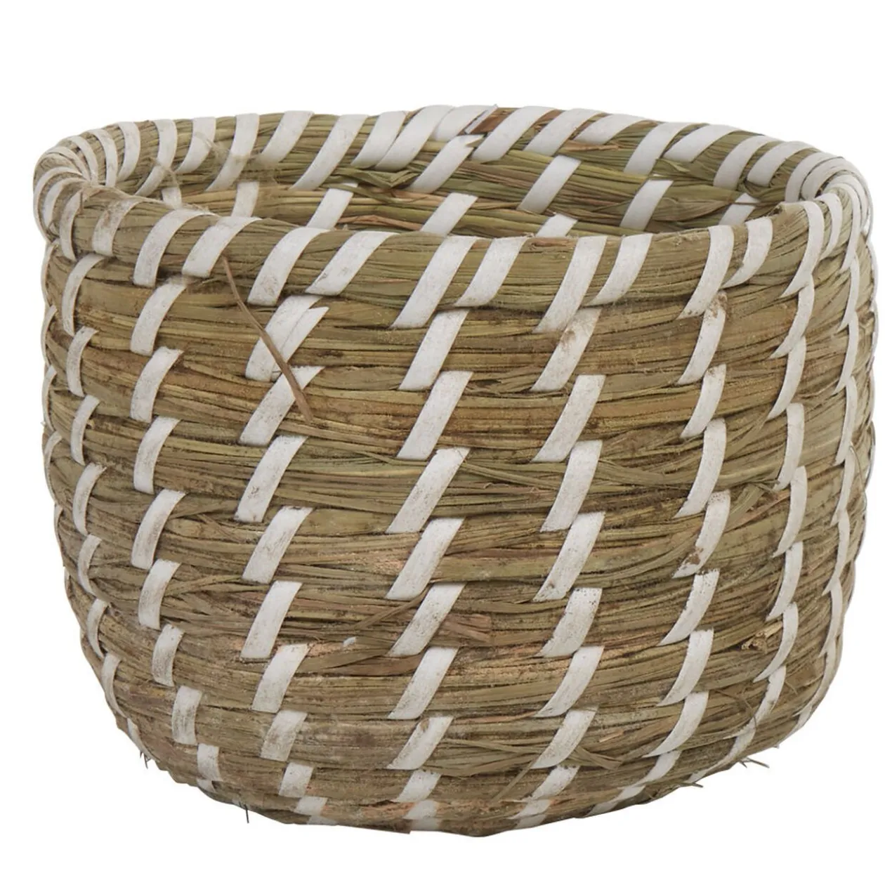 Panier rond imitation bois tressé beige x2