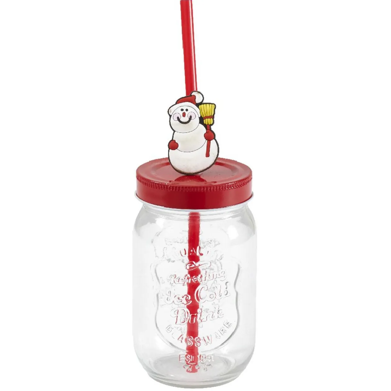 Panier rouge Merry Christmas avec gobelets Noël pailles x4