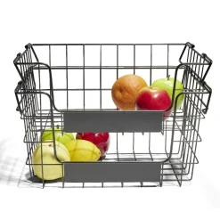 Panier superposable taille S métal noir 34,5x24x14cm