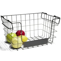 Panier superposable taille M métal noir 34,5x24x19cm