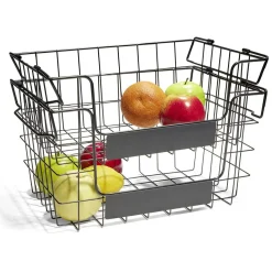 Panier superposable taille M métal noir 34,5x24x19cm