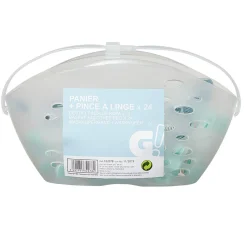 Panier transparent et pince à linge x24