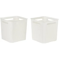 Paniers à linge blancs design perforé 18 L x2