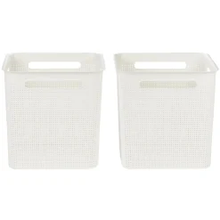 Paniers à linge blancs design perforé 18 L x2