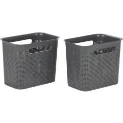 Paniers à linge gris design perforé 7 L x2
