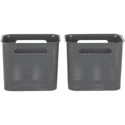 Paniers à linge gris design perforé 7 L x2