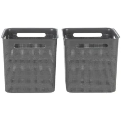 Paniers à linge gris design perforé 18 L x2