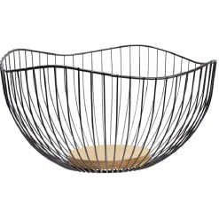 Panière à fruits métal noir bambou