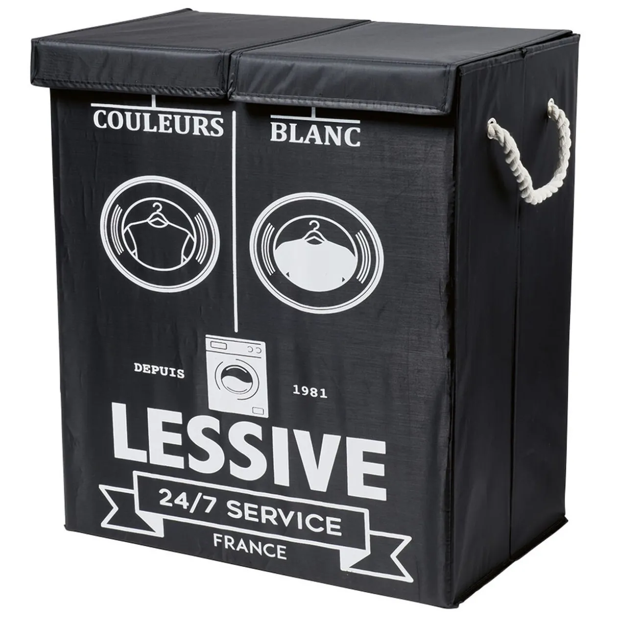 Panière à linge 2 compartiments couleurs et blanc