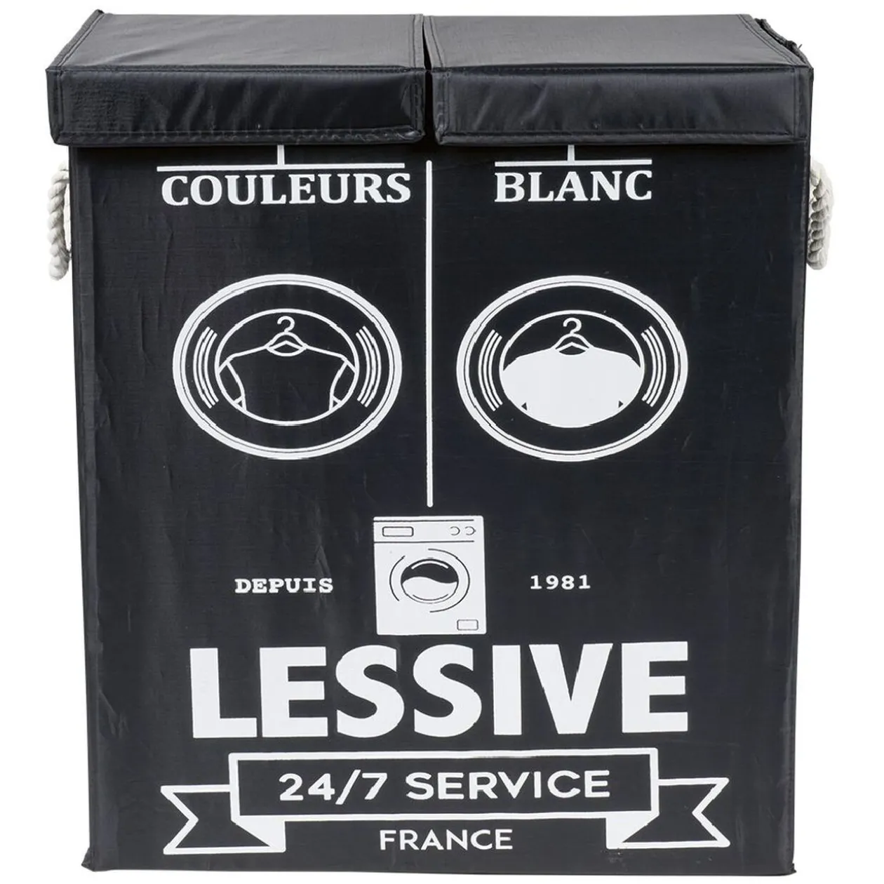 Panière à linge 2 compartiments couleurs et blanc