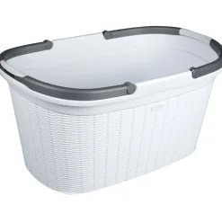 Panière à linge 35 L blanche effet osier