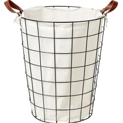 Panière à linge acier 48L avec sac en coton lavable Ø30/40xH50cm