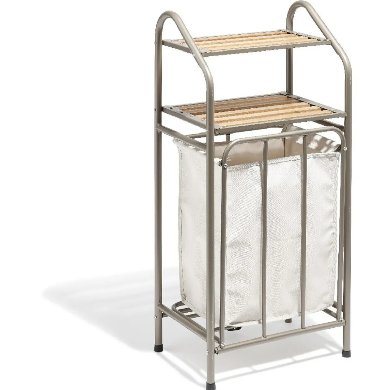 Panière à linge avec étagères bambou naturel