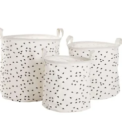 Panière à linge blanche à motifs x3