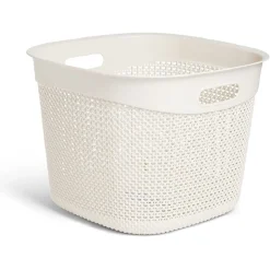 Panière à linge carrée 36L 41,5xH32x41,5cm plastique blanc