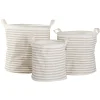 Panière à linge coton motif rayures x3