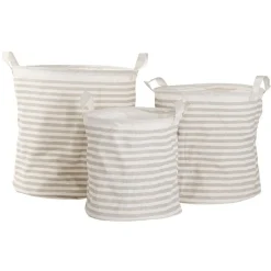 Panière à linge coton motif rayures x3
