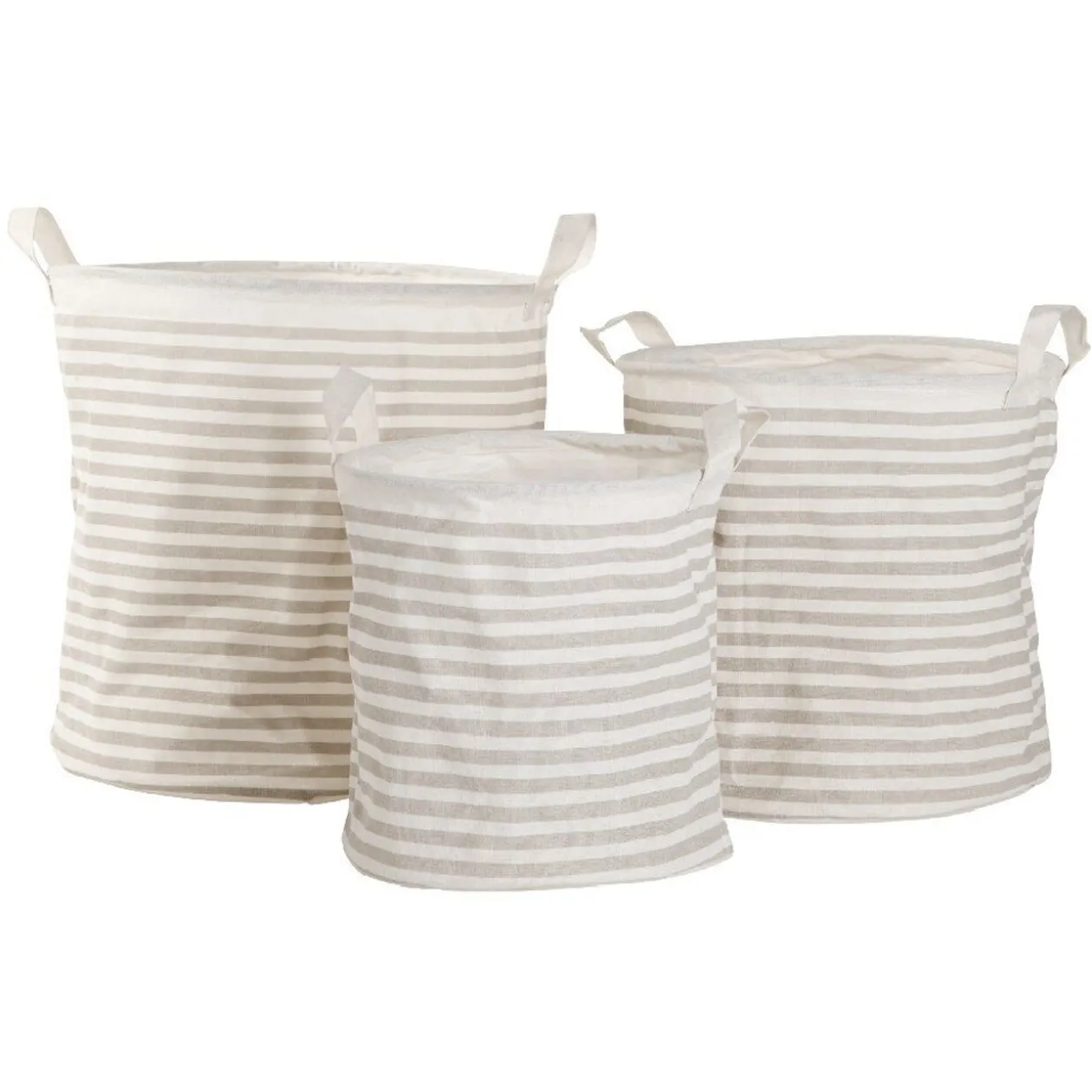 Panière à linge coton motif rayures x3