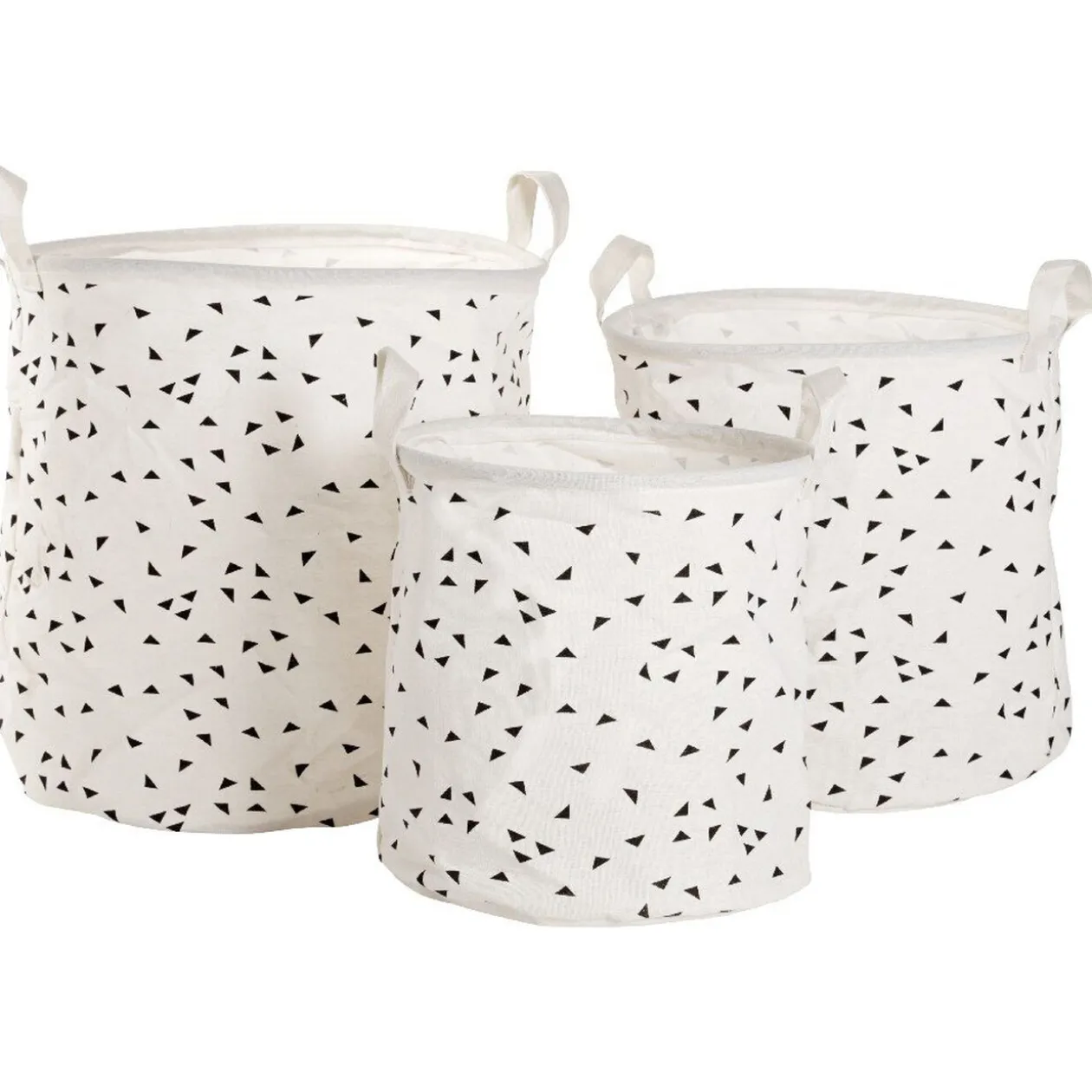 Panière à linge coton motif triangle x3