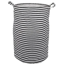 Panière à linge 75L blanc rayé noir Ø40xH60cm
