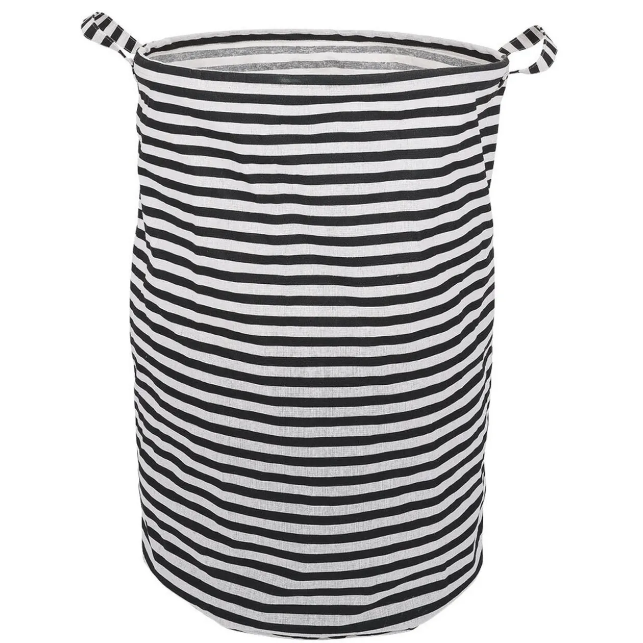 Panière à linge 75L blanc rayé noir Ø40xH60cm