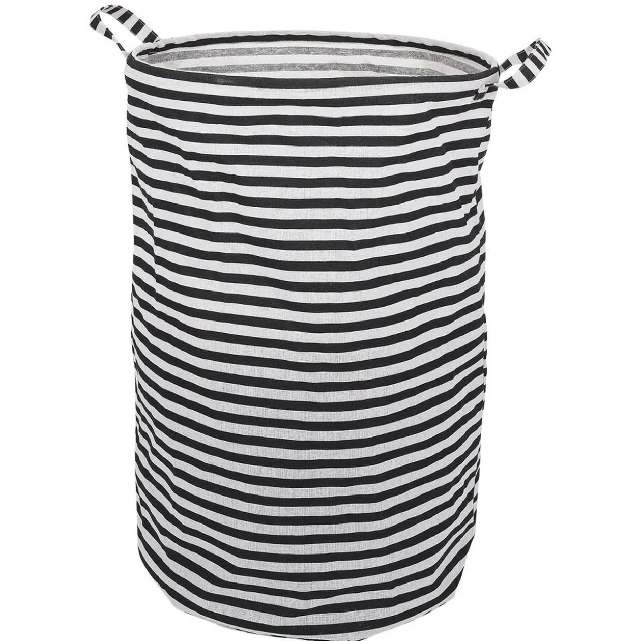 Panière à linge 75L blanc rayé noir Ø40xH60cm