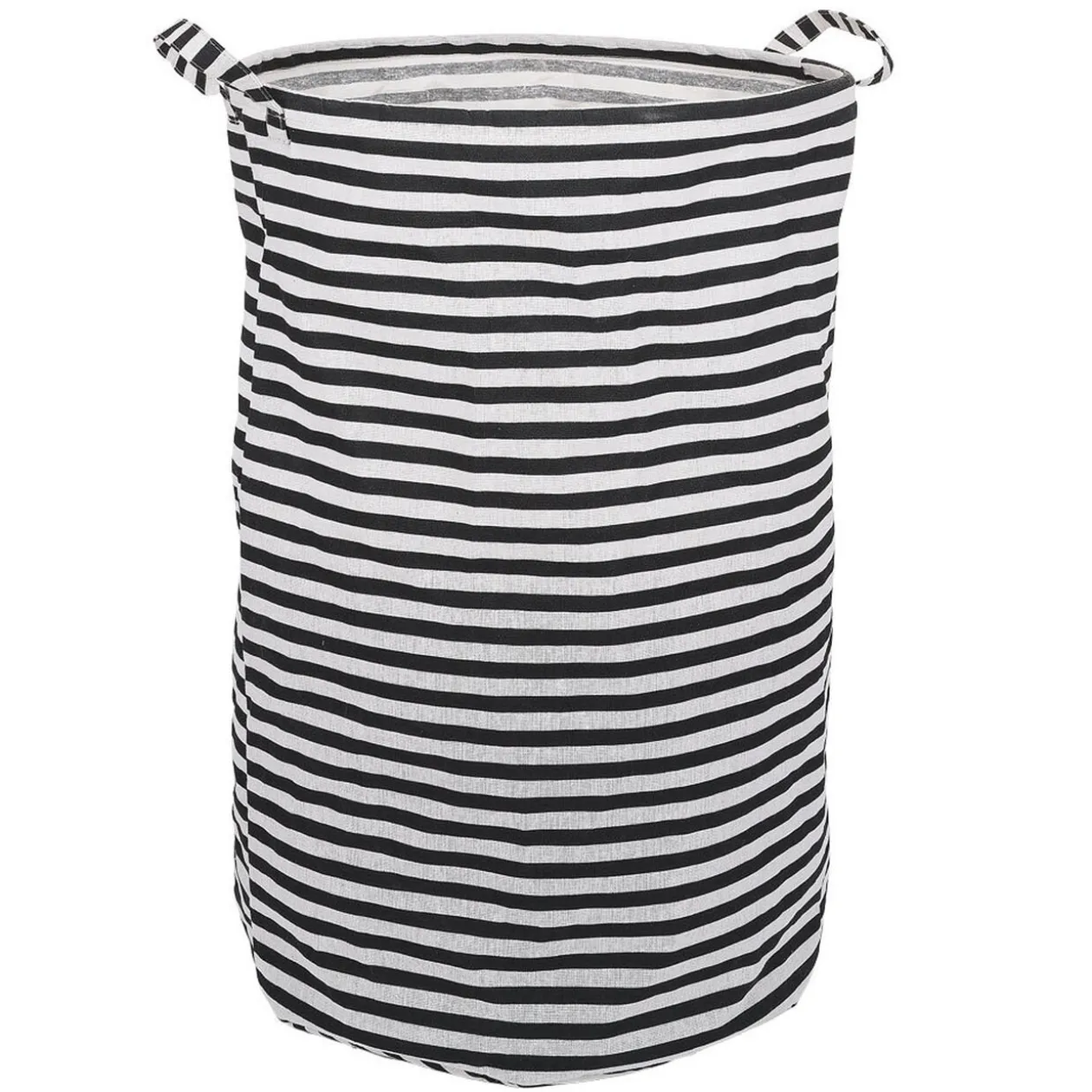 Panière à linge 75L blanc rayé noir Ø40xH60cm