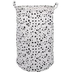 Panière à linge 75L blanc tacheté noir Ø40xH60cm