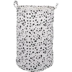 Panière à linge 75L blanc tacheté noir Ø40xH60cm