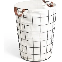 Panière à linge 48L en métal noir