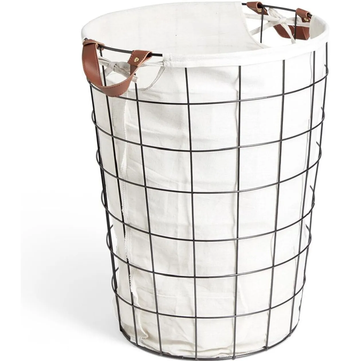 Panière à linge 48L en métal noir