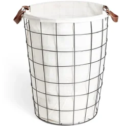 Panière à linge 48L en métal noir