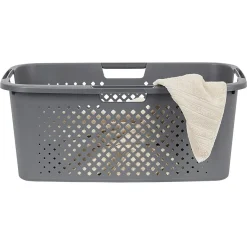 Panière à linge 40L en plastique gris
