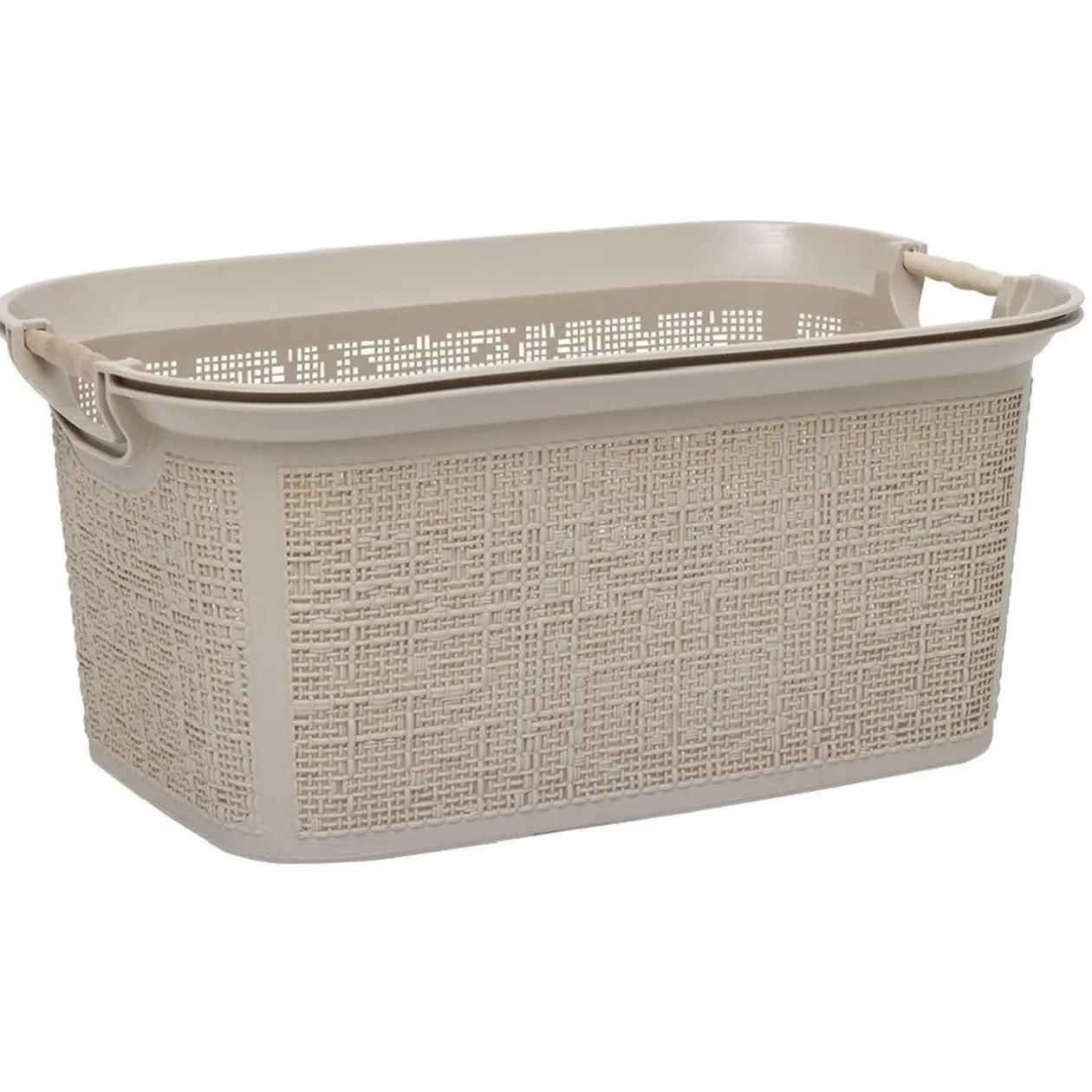 Panière à linge 30L plastique tressé blanc