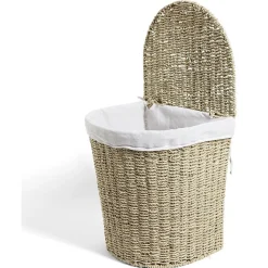 Panière à linge 43L 36xH40x30cm jonc de mer beige