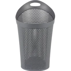 Panière à linge ovale avec poignée grise 100 L
