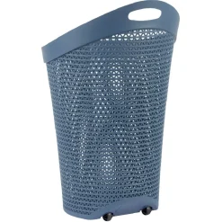 Panière à linge ovale avec poignée bleue 100 L