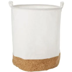 Panière à linge ronde en coton blanc