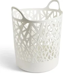 Panière à linge ronde plastique blanc 45L