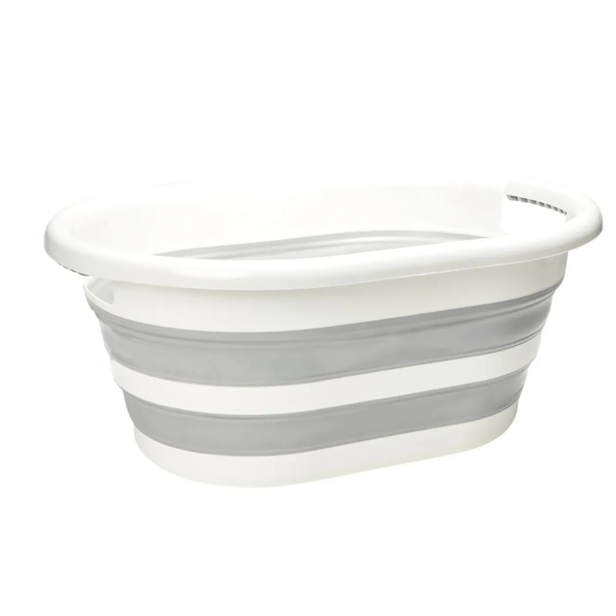 Panière à linge rétactable 26L plastique gris et blanc