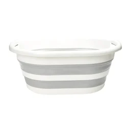 Panière à linge rétactable 26L plastique gris et blanc