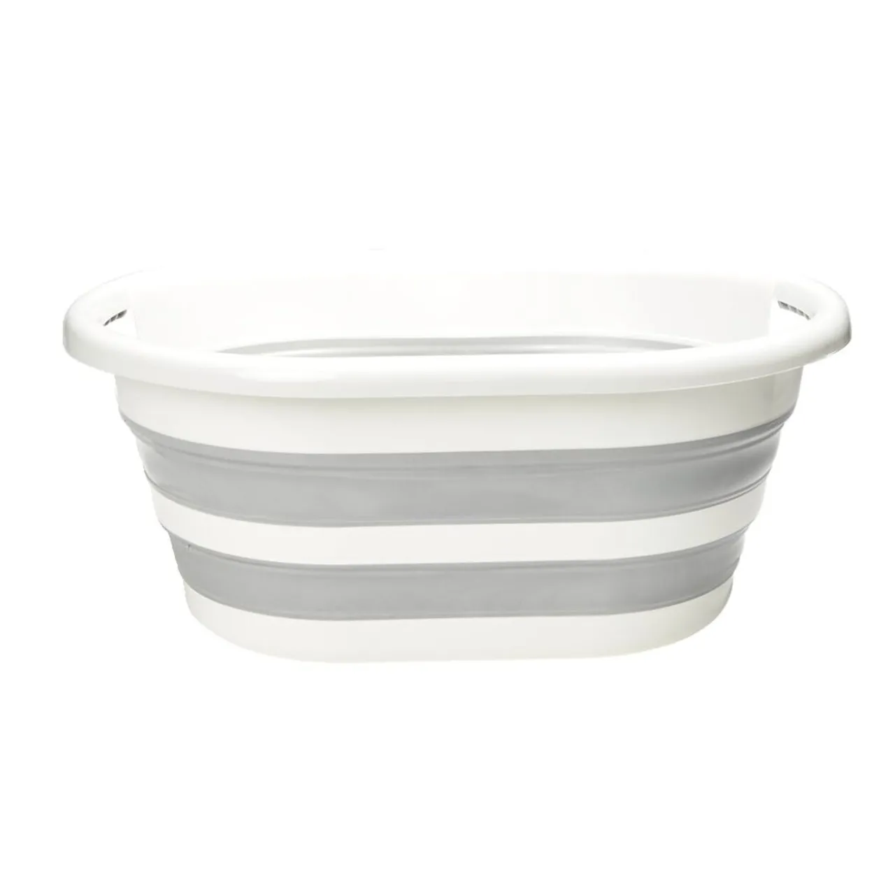 Panière à linge rétactable 26L plastique gris et blanc