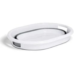 Panière à linge rétractable 54x23x39cm plastique blanc et gris