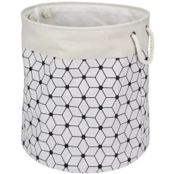 Panière à linge souple 72L motifs géométriques polyester beige