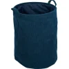 Panière à linge souple 56L polyester effet velours côtelé bleu